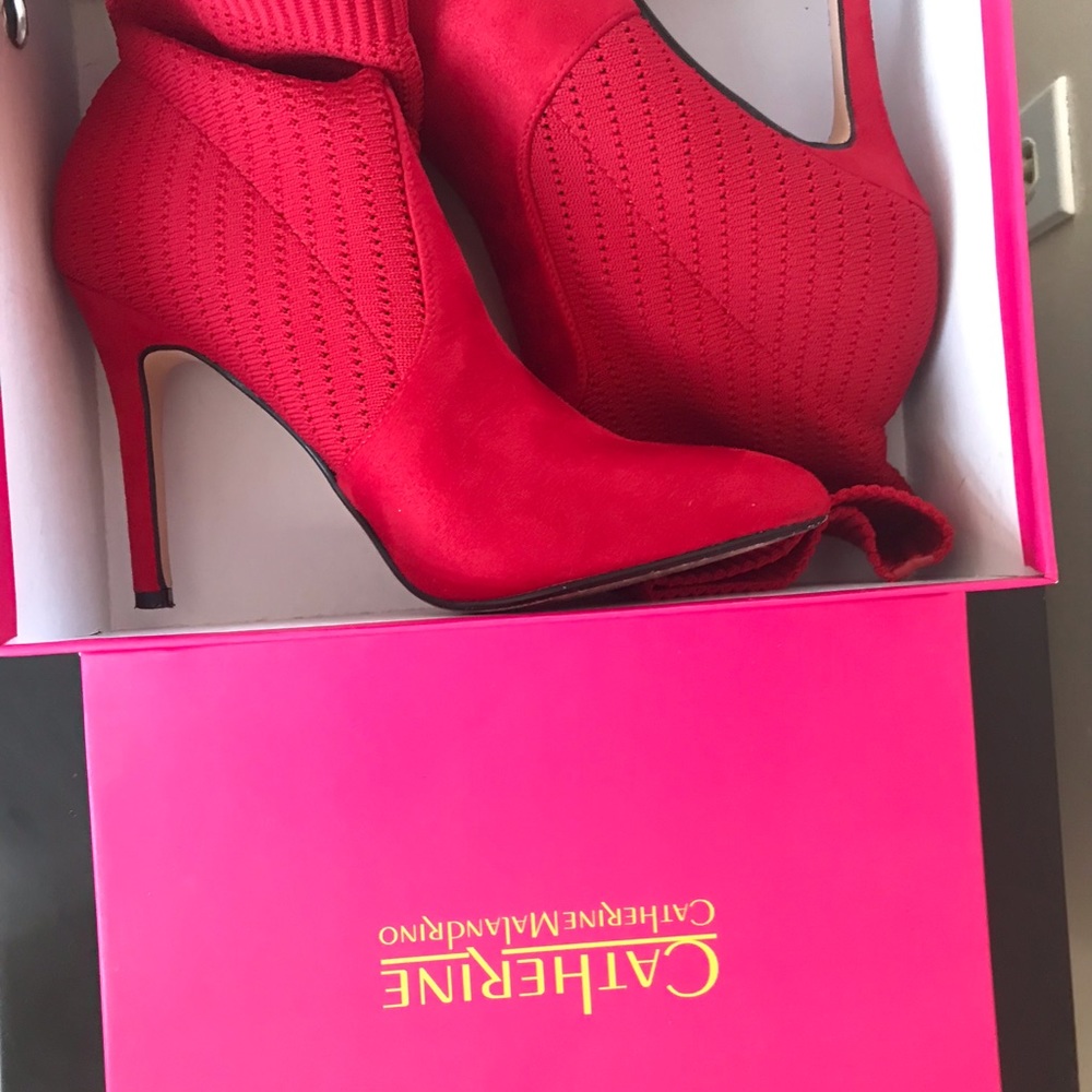 Red ankle boots